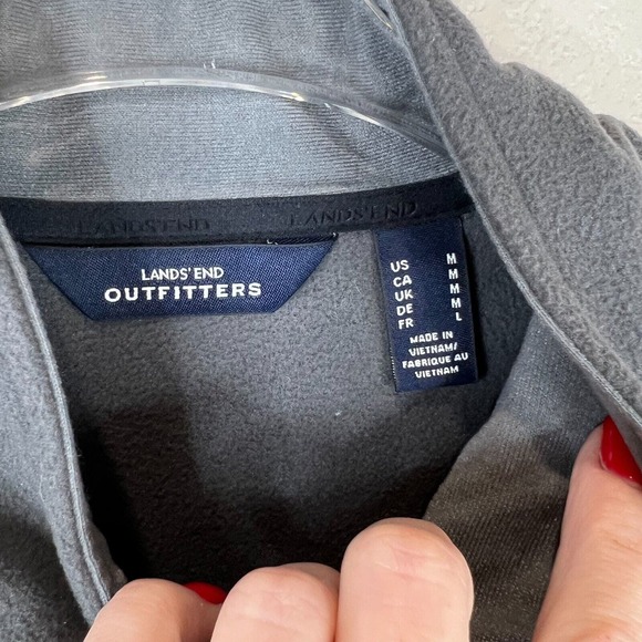 Lands End Men's Full Zip Fleece Vest Jacket Sleeveless Black Size Medium - Picture 7 of 12